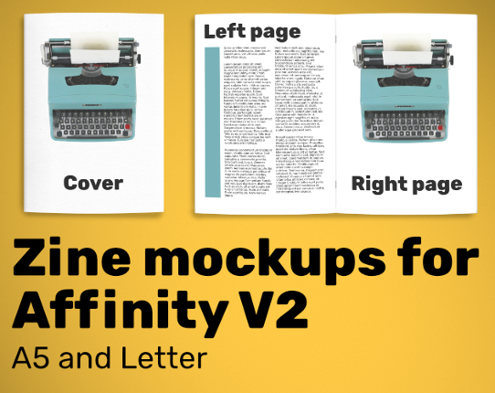 Zine mockups for Affinity V2 - A5 and Letter Game Cover