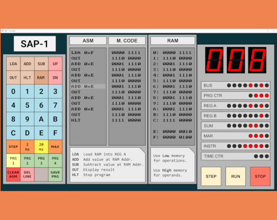 SAP-1 Emulator: Assembly programming Game Cover