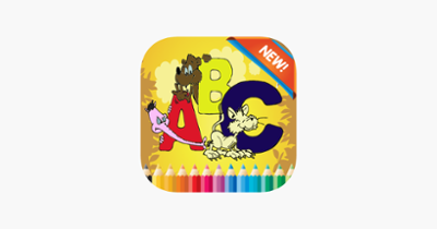 Kids ABC animals Cartoon words Coloring book page Image