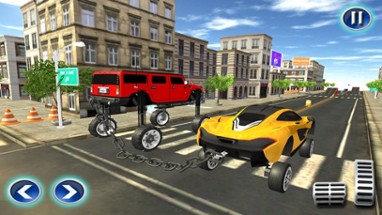 Elevated Chained Car Racing 3D Image