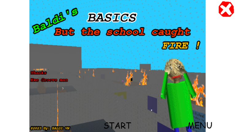 Baldi Basics But The School Caught Fire Game Cover