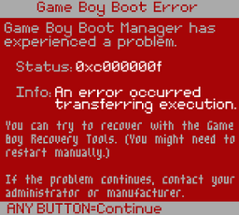 Game Boy Blue Screen of Death (BSOD) Image