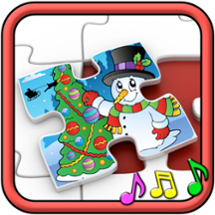 Kids Christmas Jigsaw Puzzle Shapes - educational game for preschool children 3+ Image