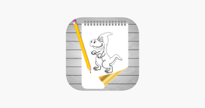Coloring Book and Drawing Dinosaur on Sketch Line Image
