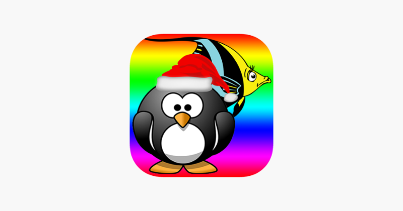 Paint Penguin and Fish Coloring Page for Funny Kids Game Cover