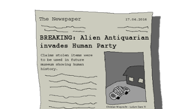 Alien Antiquarian invades Human Party Image