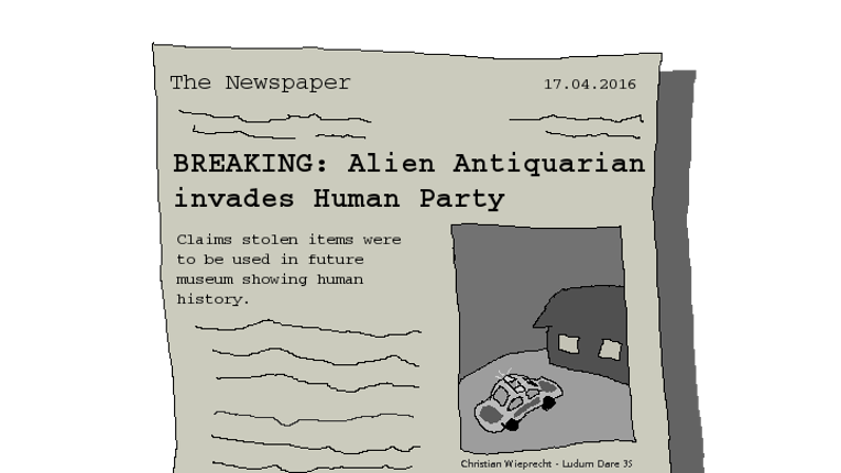 Alien Antiquarian invades Human Party Game Cover