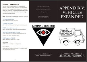 Appendix V: Vehicles Expanded for Liminal Horror Image
