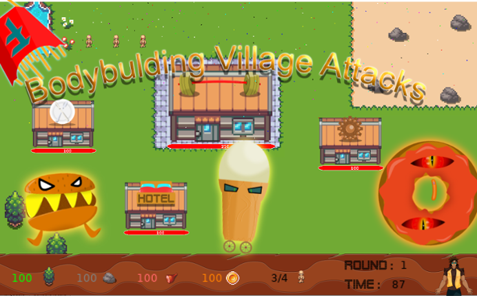 Bodybulding Village Attacks Game Cover