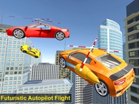 Flying Helicopter Car: Futuristic Autopilot Flight Image
