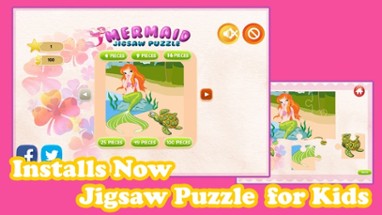 Cute Mermaid Princess Jigsaw Puzzle Game Free - UnderWater Marine Animals Magic Games Brain Training Education For Kids Image