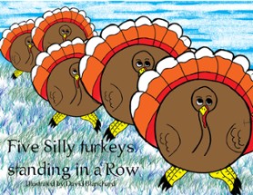 Five Silly Turkeys Standing In A Row Image