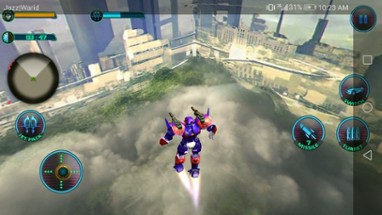 Flying Superhero Robot Fighting Image