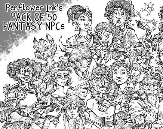 Asset Pack of 50 Fantasy TTRPG NPCs Game Cover