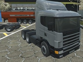 18 wheeler truck driving cargo Image