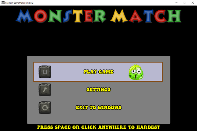 Monster Match  - Accessible Game - One Button Simple Control System Game Cover
