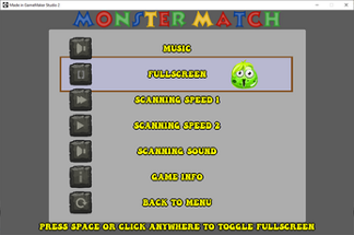 Monster Match  - Accessible Game - One Button Simple Control System Image