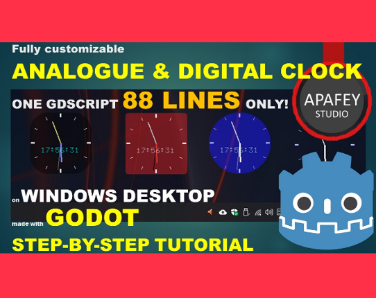Fully customizable clock on Windows Desktop - Free exe + tutorial + source code Game Cover
