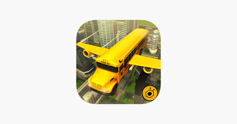 Flying School bus simulator 3D free - school kids Game Cover