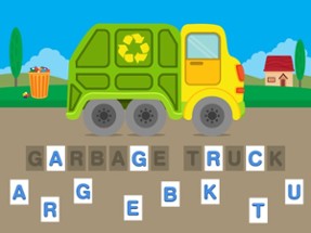 First Words Trucks and Things That Go - Educational Alphabet Shape Puzzle for Toddlers and Preschool Kids Learning ABCs Image