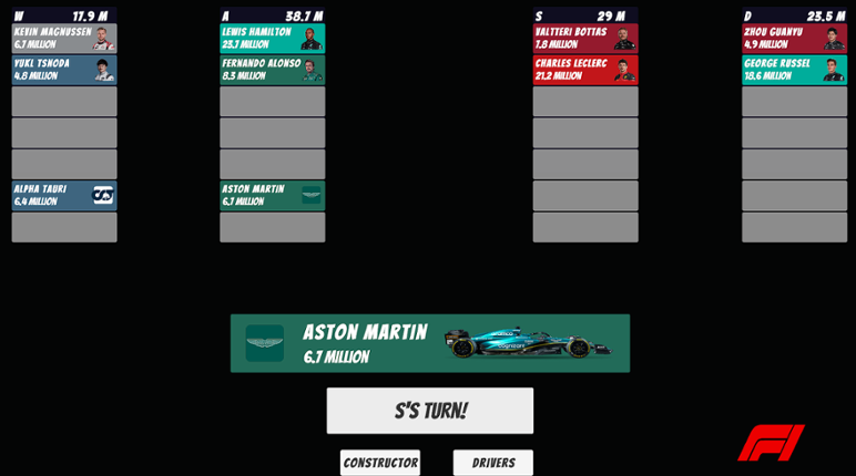 F1 Fantasy Draft Selection App Game Cover