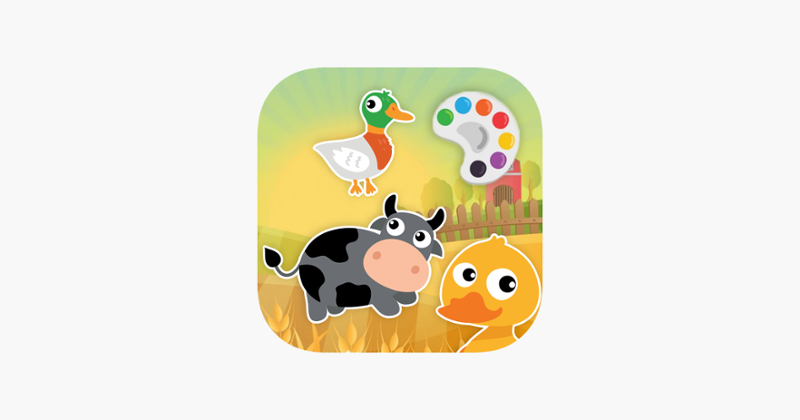 Cute Farm with Animals Coloring Pages Game Cover
