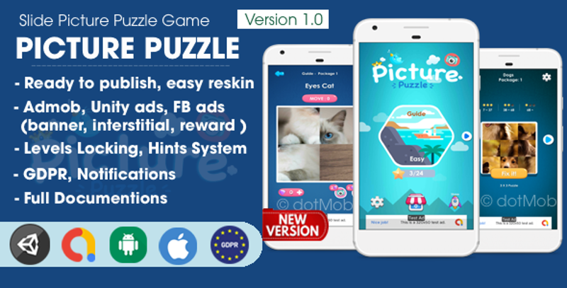 Slide Picture Puzzle - Unity Complete Project Game Cover