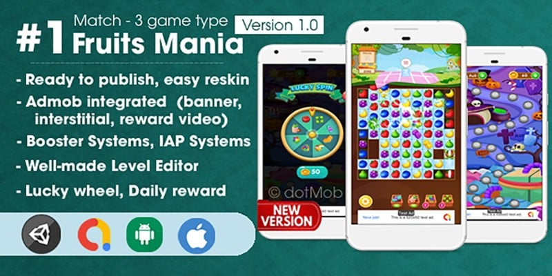 Fruits Mania - Unity Template Project Game Cover